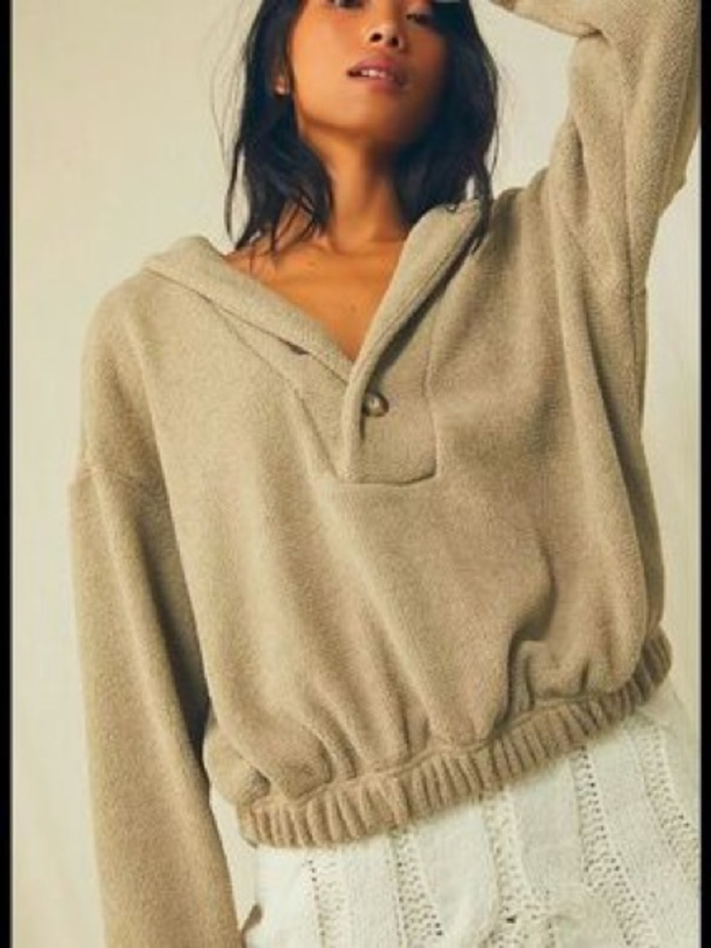 Free People Beach Bino Pullover relaxed boho plush pullover sz xs